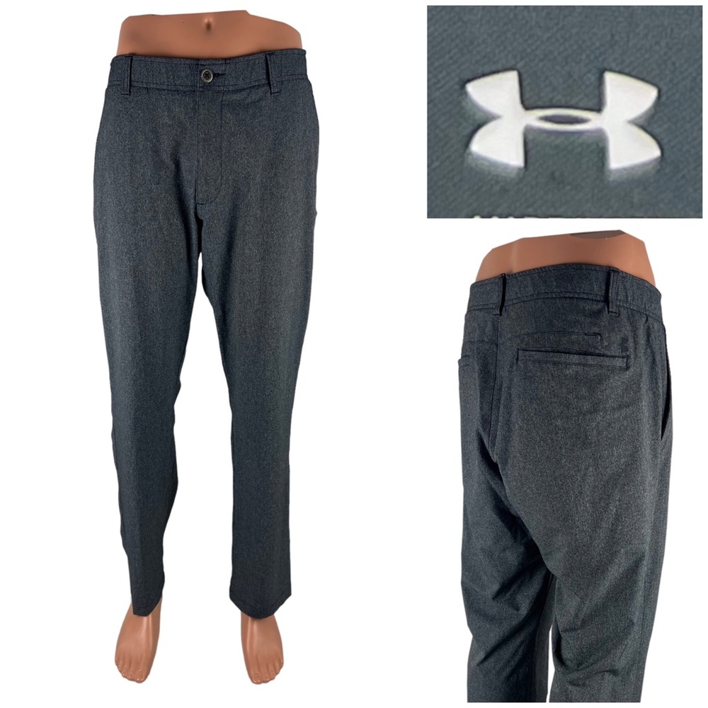 Under Armour Mens 38 X 32 Golf Match Play Pants Gray Polyester Stretch Waist EUC